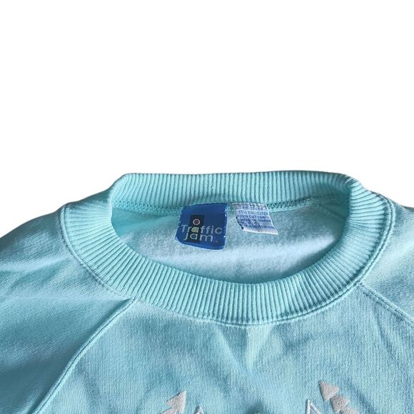 Vintage Traffic Jam Geometric Sweatshirt Sz L 80s/90s Retro Mixed Fabric Ski - Picture 9 of 15